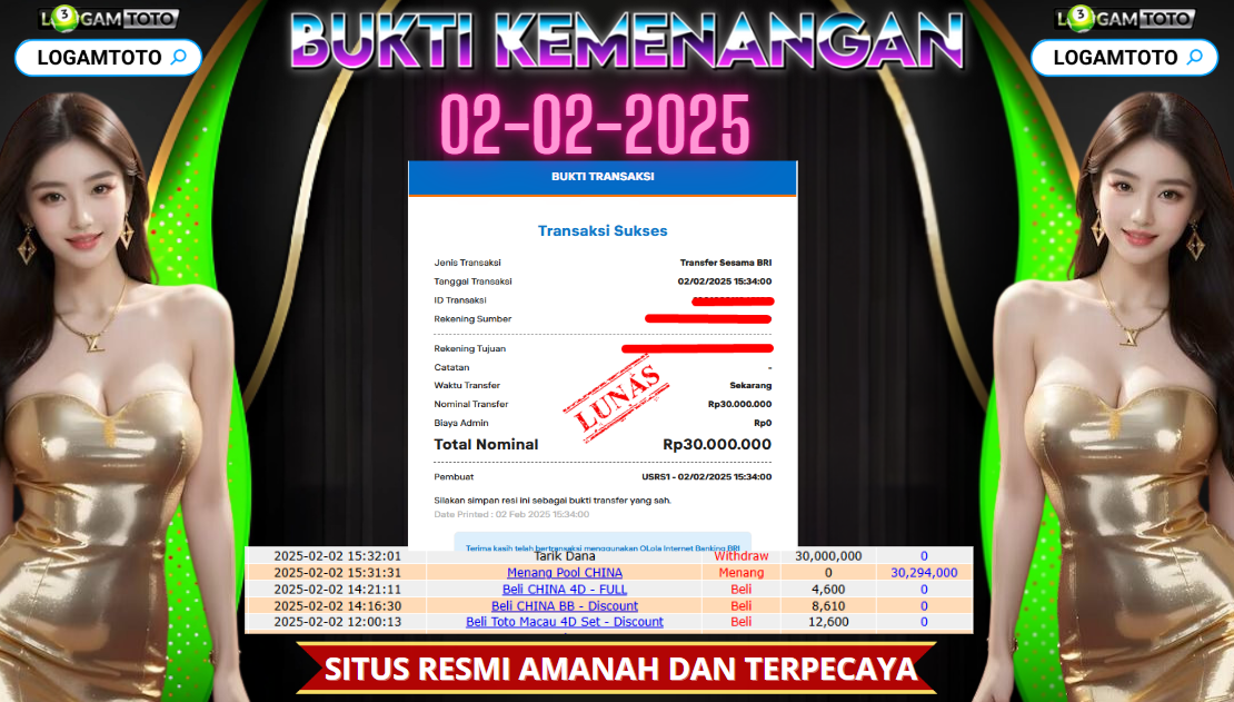 SELAMAT KEPADA MEMBER SETIA LOGAMTOTO BERHASIL JACKPOT DI PERMAINAN TOGEL CHINA POOLS
